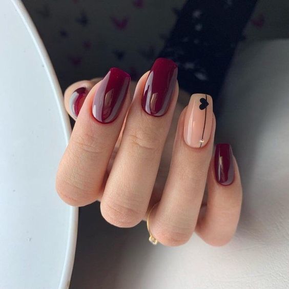 Burgundy Valentine Nails