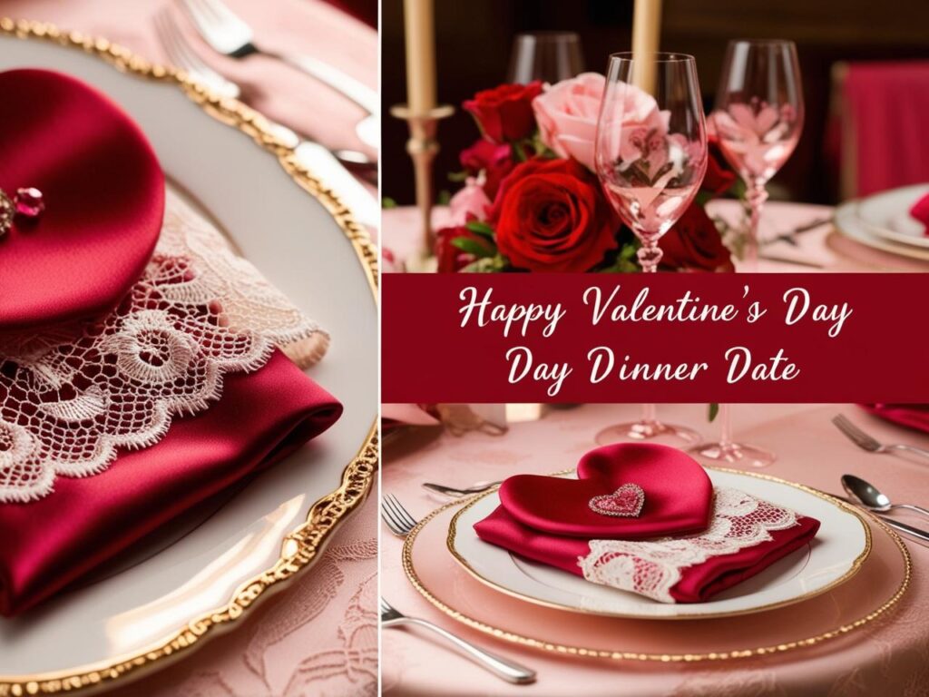 Lace or satin details romantic dinner date on valentine's day