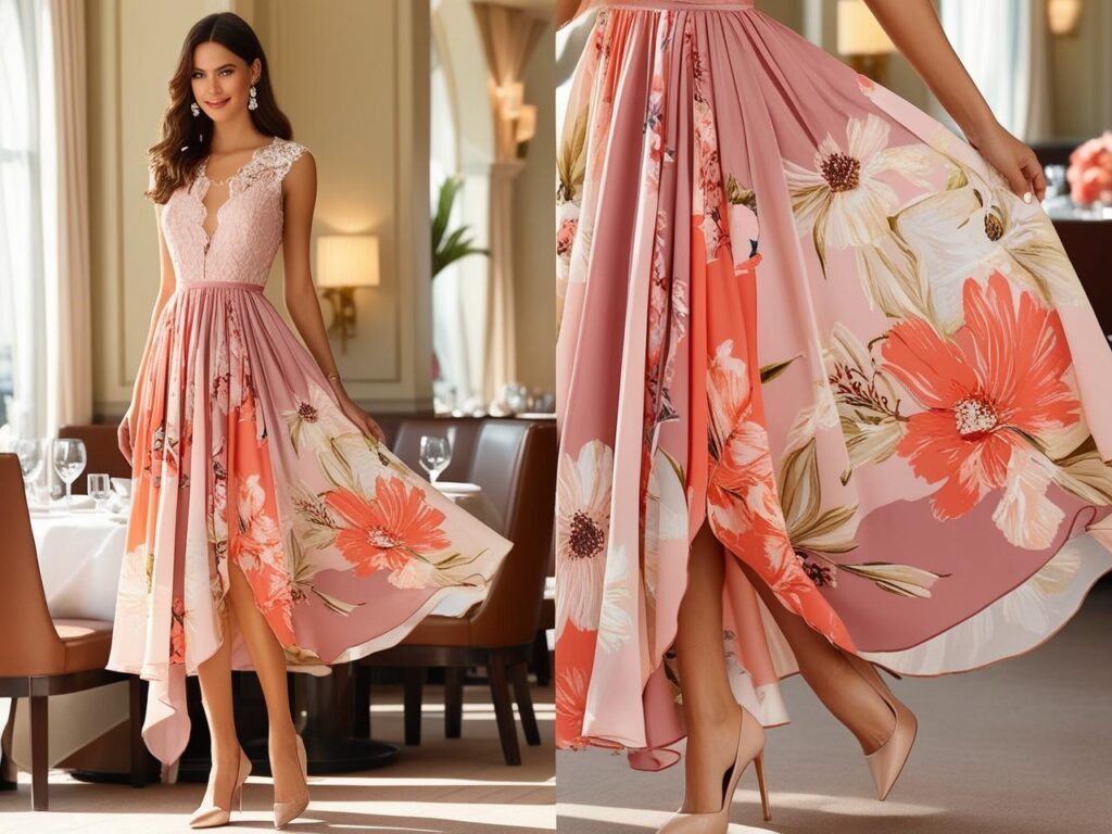 Outfit for valentine's Day Fancy brunch A flowy floral dress with heels