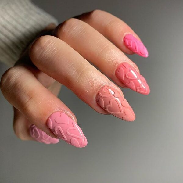 Pink Valentines Nails