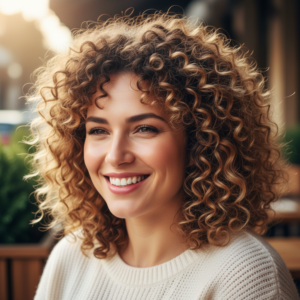 Trendy Curly Hairstyles for Round Face