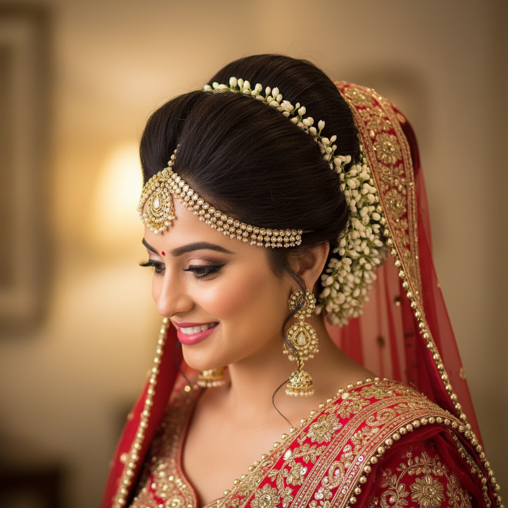 Traditional Bridal Hairstyles with Dupatta